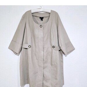 Lane Bryant Button Front Trench Shirt Dress NWOT 26 / 28 Tan Linen Blend Pockets